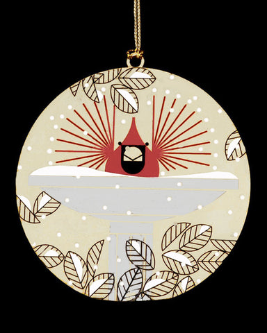 Charley Harper Brass BRRRRRDBATH Ornament Adornment