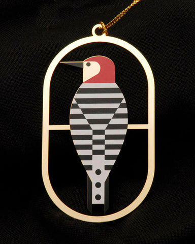 Charley Harper Brass Baffling Belly Ornament Adornment