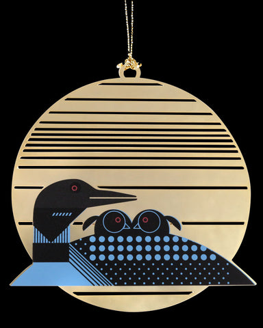 Charley Harper Brass Loonrise Ornament Adornment