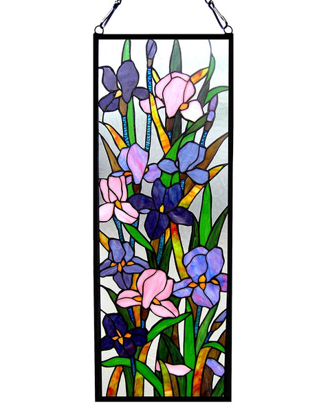 Arts & Crafts Iris Stained Glass Panel | Maclin Studio