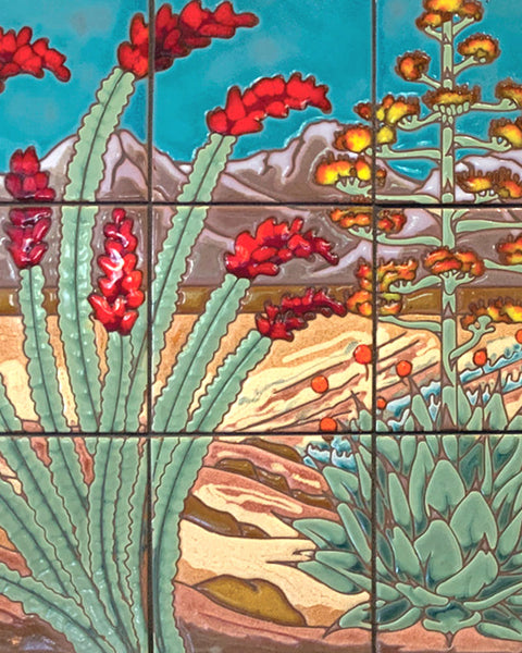 Carly Quinn Desert Scene Tile Mural 18” x 36” | Maclin Studio