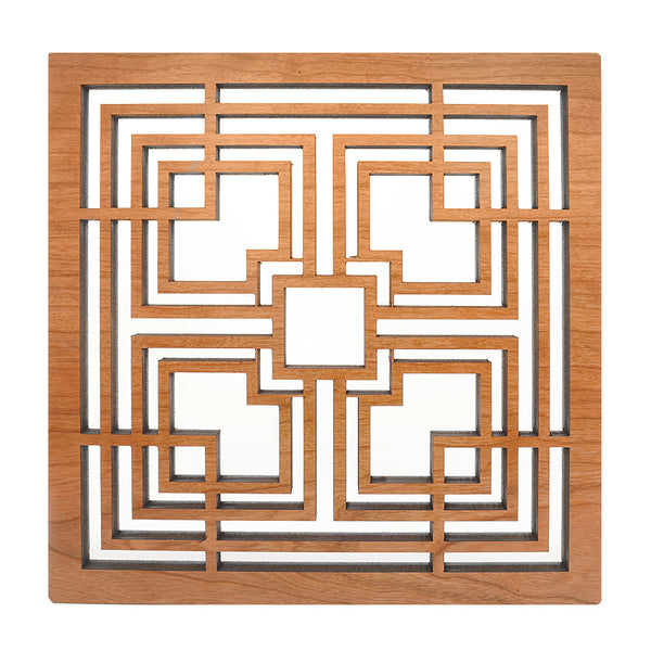 Frank Lloyd Wright Storer Textile Block Wood Trivet | Maclin Studio
