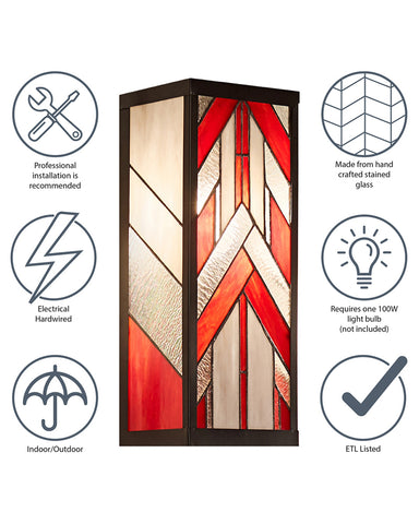 Mission Craftsman Stained Glass Wall Sconce - Gideon