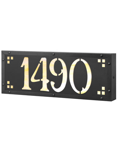 Craftsman Illuminated Solid Brass 4 House Numbers Plaque