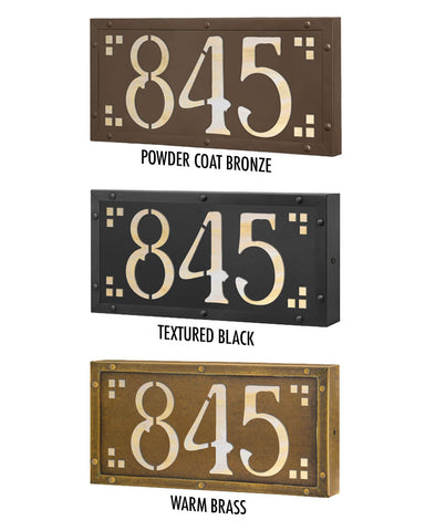 Craftsman Illuminated Solid Brass 1-3 House Numbers Plaque