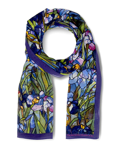Met Museum Louis Tiffany Iris Crepe de Chine Silk Scarf