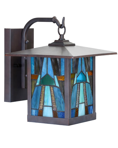 Mission Craftsman Stained Glass Wall Sconce - Aqua