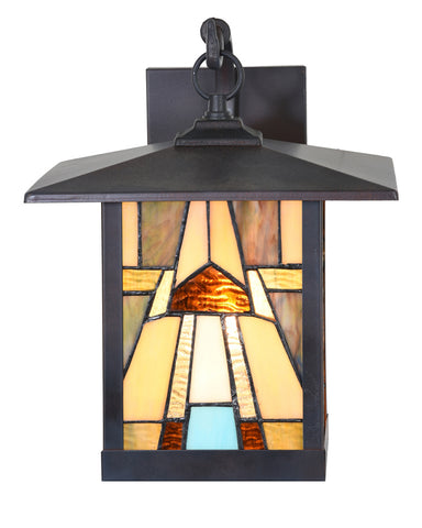 Mission Craftsman Stained Glass Wall Sconce - Cream