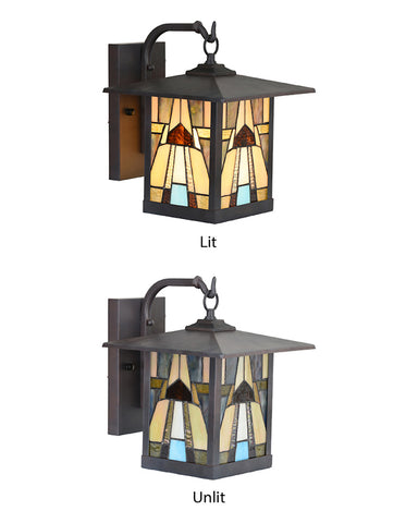 Mission Craftsman Stained Glass Wall Sconce - Cream