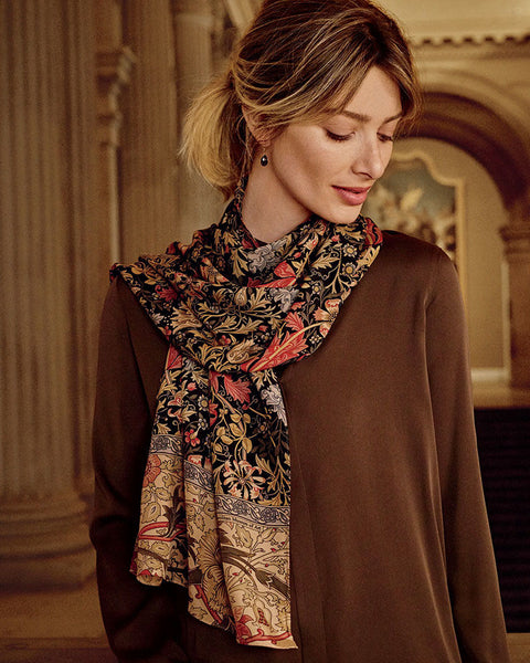 William Morris Compton Crepe de Chine Silk Scarf | Maclin Studio