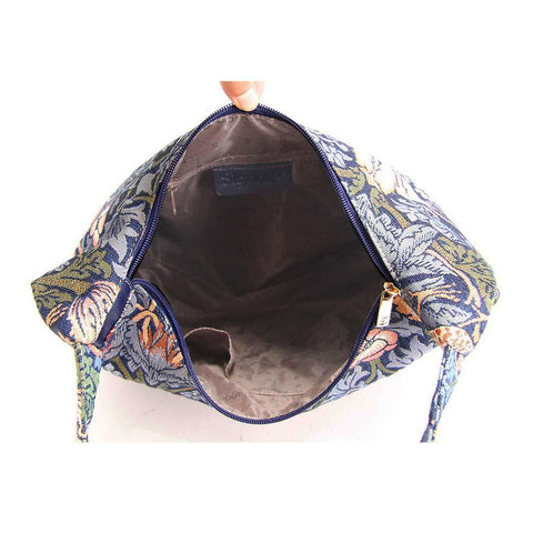William Morris Strawberry Thief Blue Tapestry Hobo Shoulder Bag