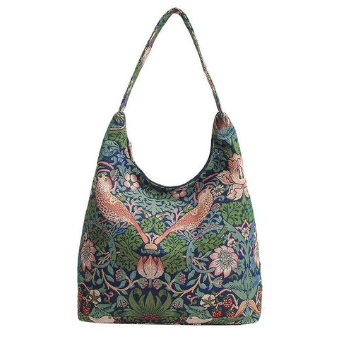 William Morris Strawberry Thief Blue Tapestry Hobo Shoulder Bag