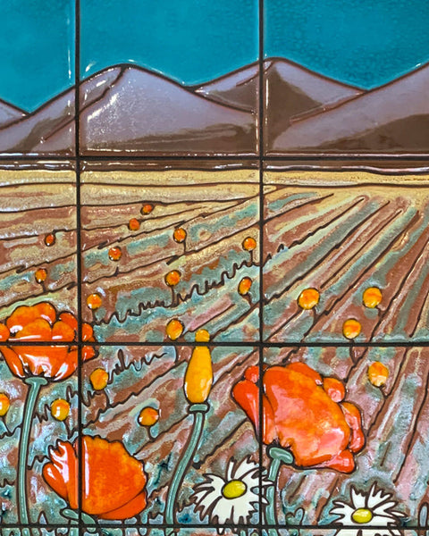 Carly Quinn Poppies in Field Tile Mural 18