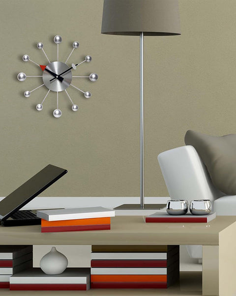 midcentury額 MID-CENTURY MODERN STYLE SUNBURST ATOMIC WALL CLOCK BY