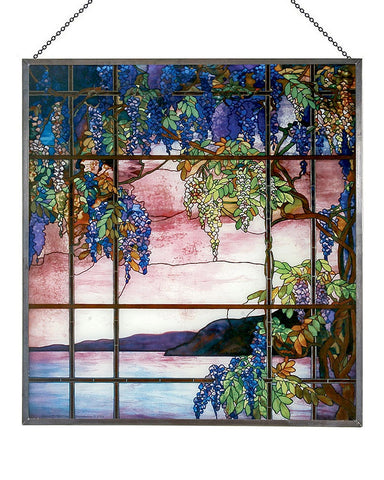 Tiffany Stained Glass Panel - View of Oyster Bay