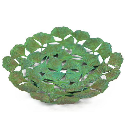 Arts & Crafts Ginkgo Leaf Brass with Verdigris Plate