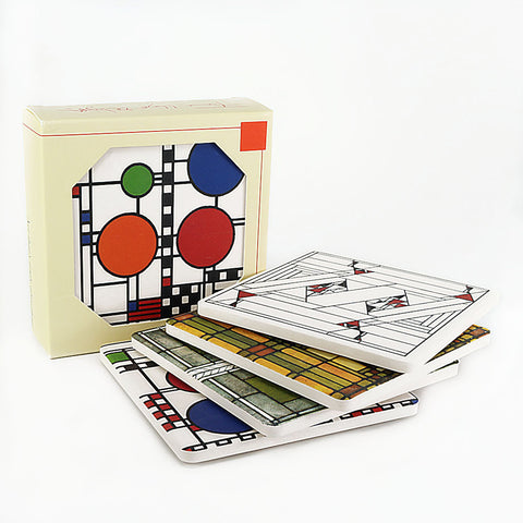 FLW Glass Designs Coasters Gift Set 1 Inset