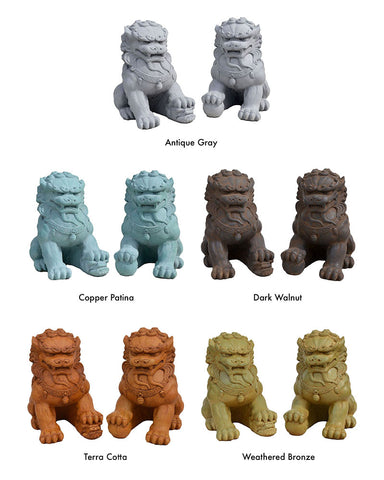 Fu Dog Pair in Cast Stone Color Options