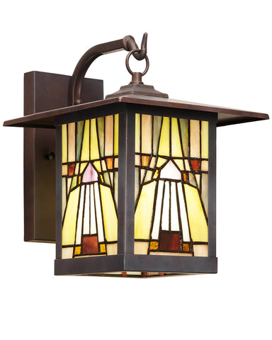 Mission Craftsman Stained Glass Wall Sconce Amber