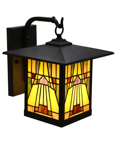 Mission Craftsman Stained Glass Wall Sconce Amber