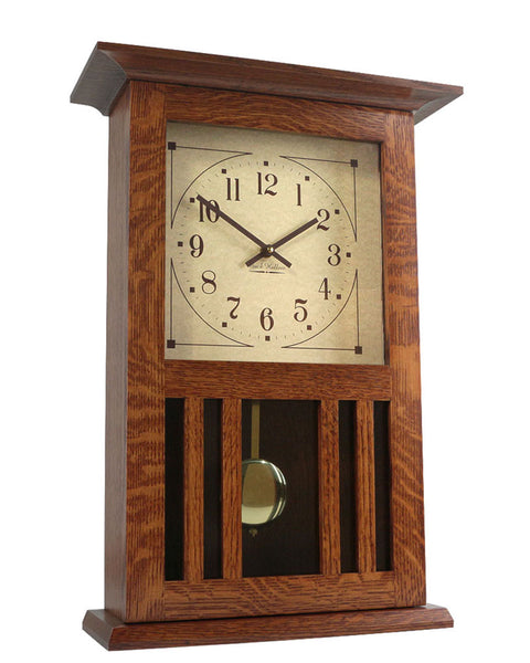 Amish Mission Craftsman Wall Clock - Quarter Sawn White Oak