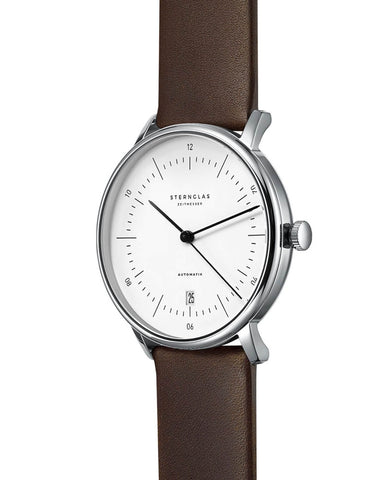 Sternglas Naos Automatik White / Brown Watch angled