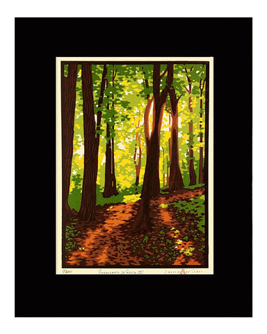 Laura Wilder Summer Woods III Limited Edition Matted Block Print Black