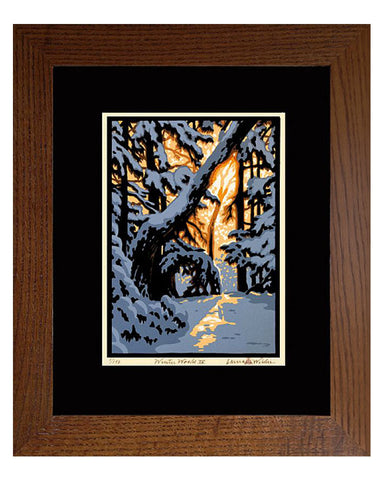 Laura Wilder Winter Woods IV Limited Edition Framed Matted Block Print Black