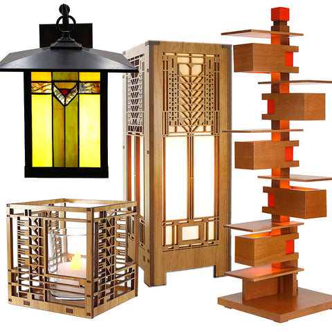Frank Lloyd Wright and Prairie indoor and outdoor lighting.