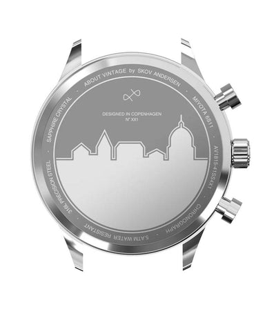 AV86 1815 Chronograph Steel / Blue Sunray Watch Case Back View