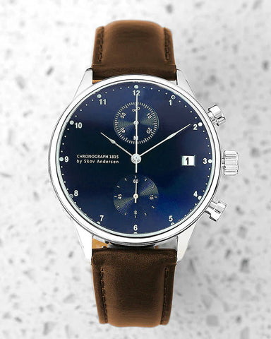 AV86 1815 Chronograph Steel / Blue Sunray Close-up