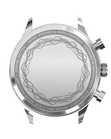 About Vintage 1834 Chronograph Watch Case Back Close-up