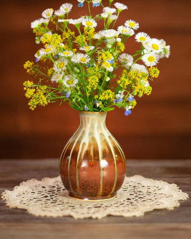 Blanket Creek Pottery Round Ceramic Bud Vase - Golden/Amber