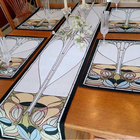 Arts & Crafts Art Nouveau Spring Floral Tapestry Table Runner