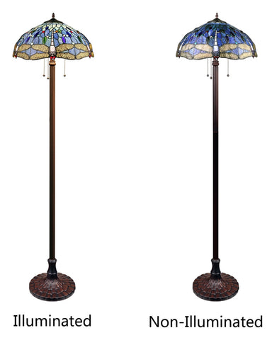 Arts & Crafts Dragonfly Torchiere Floor Lamp