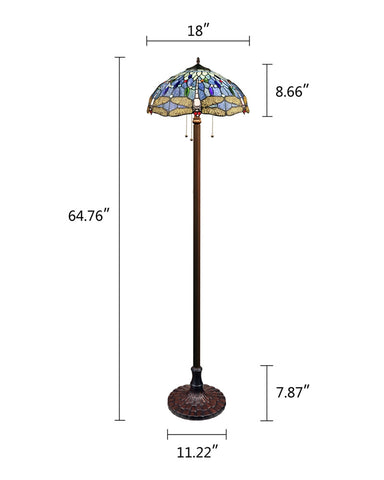 Arts & Crafts Dragonfly Torchiere Floor Lamp