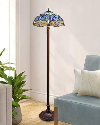Arts & Crafts Dragonfly Torchiere Floor Lamp