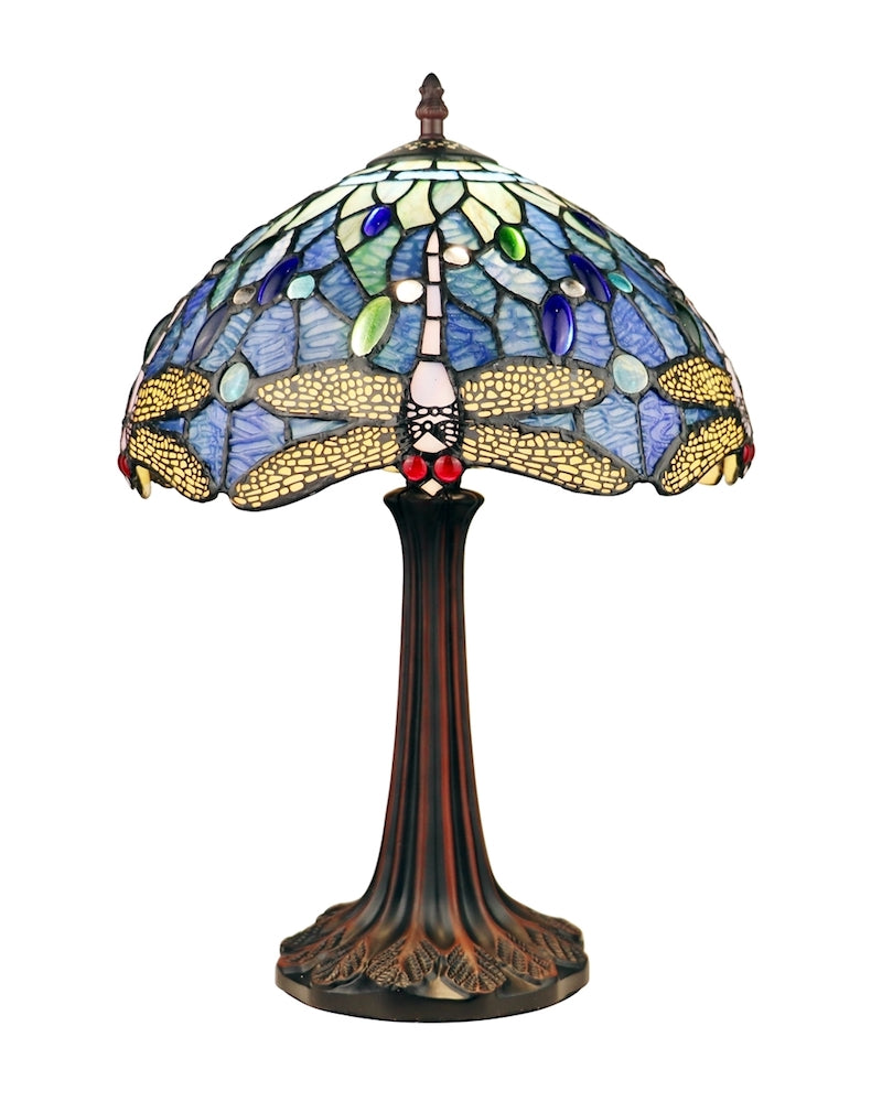 Arts & Crafts Dragonfly Stained Glass Accent Table Lamp | Maclin Studio
