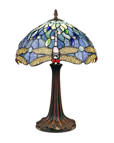 Arts & Crafts Dragonfly Stained Glass Table Lamp