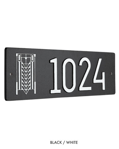 Frank Lloyd Wright Tree of Life Abstract House Number Plaque Black / White