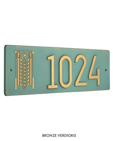 Frank Lloyd Wright Tree of Life Abstract House Number Plaque  Bronze Verdigris