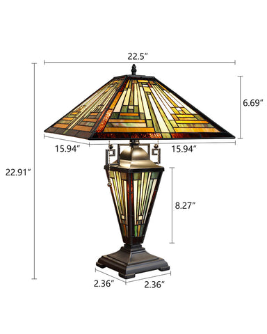 Arts & Crafts Innes 2 Lighted Base Table Lamp Dimensions