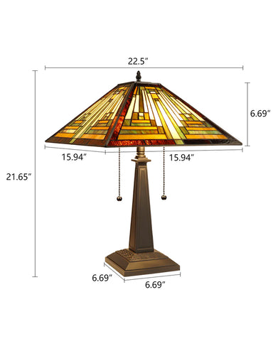 Arts & Crafts Innes 2 Stained Glass Table Lamp Dimensions