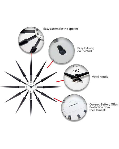 Sunburst Clock Dark assembly
