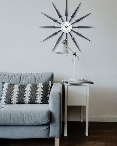 Sunburst Clock Dark living room