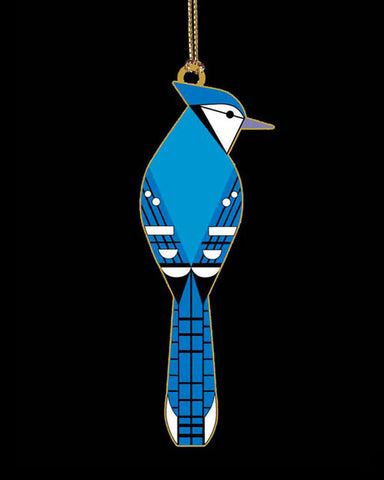 Charley Harper Brass Blue Jay Ornament Adornment