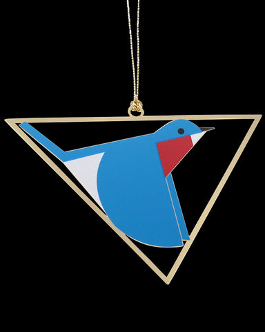 Charley Harper Brass Bluebird Ornament Adornment