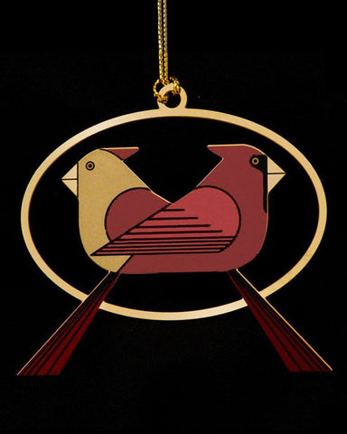 Charley Harper Brass Cardinal Consorting Ornament Adornment
