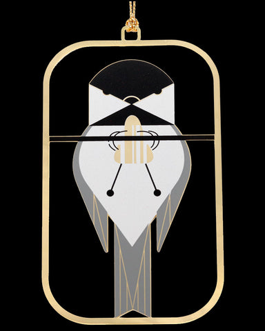 Charley Harper Brass Chickadee Calisthenics Ornament Adornment