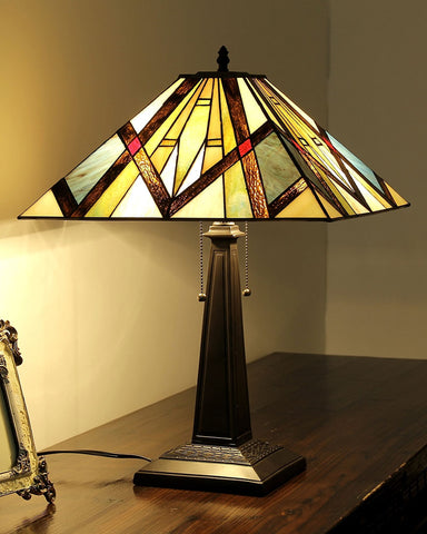 Arts & Crafts Bedivere Stained Glass Table Lamp